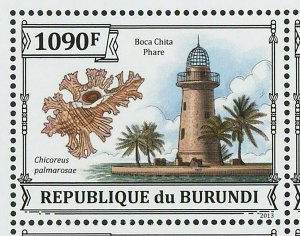 Seashells Lighthouses Stamp Boca Chita Lighthouse Chicoreus Palmarosae S/S MNH