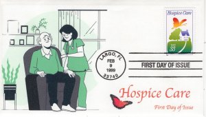 AO-3276-3, 1999, Hospice Care First Day Cover, Add-on Cachet, Standard Postmark,