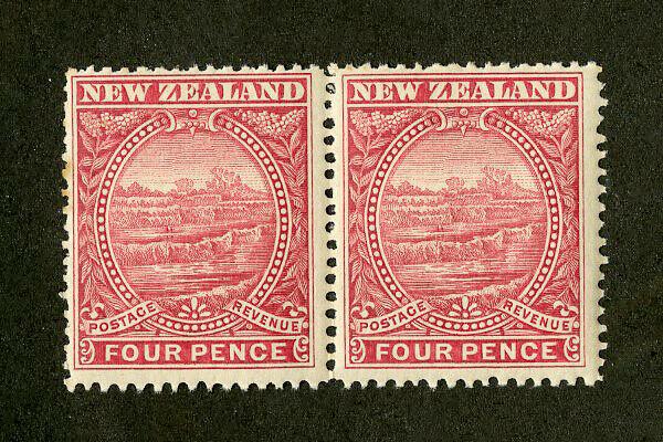 New Zealand Stamps # 76 VF OG NH Re-Entry Pair Variety