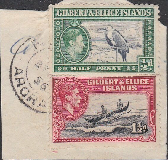 GILBERT & ELLICE IS GVI on 1956 piece POST OFFICE / ARORAE cds..............N479