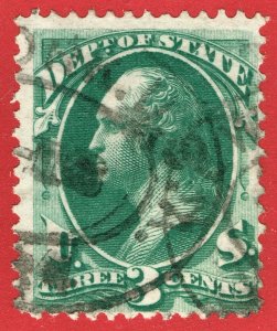 [0900] 1873 Scott#O59 used 3¢ Green cv :$25
