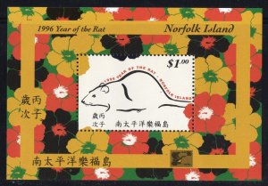 Thematic stamps NORFOLK ISLAND 1996 YEAR OF RAT, CHINA O/P MS619a mint