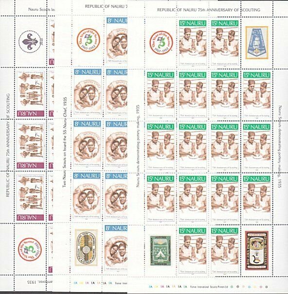 NAURU 1982 75th Anniv Scouts in Nauru - set in complete sheets MNH.........57630