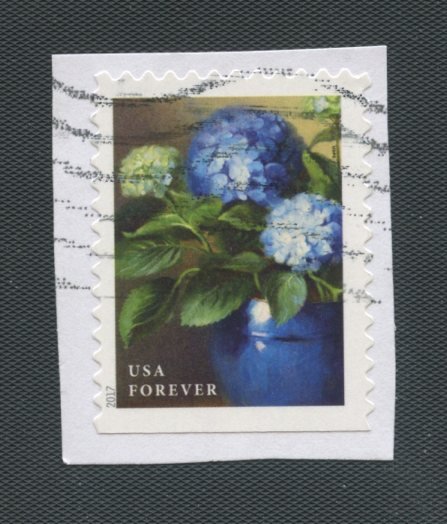 US Scott's # 5240 Blue Hydrangeas in Blue Pot  - Used - on paper