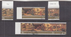 MALTA, 1975 Christmas set of 3 & strip of 3, used.