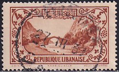 Lebanon 1930 Sc 125 4p Orange Brown Ancient Bridge Dog River Stamp Used