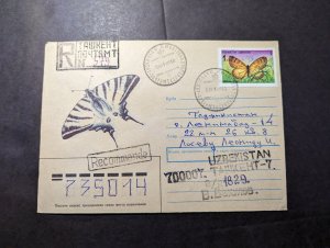 1995 Registered Uzbekistan Cover Tawkeht Local Use Butterfly Cachet