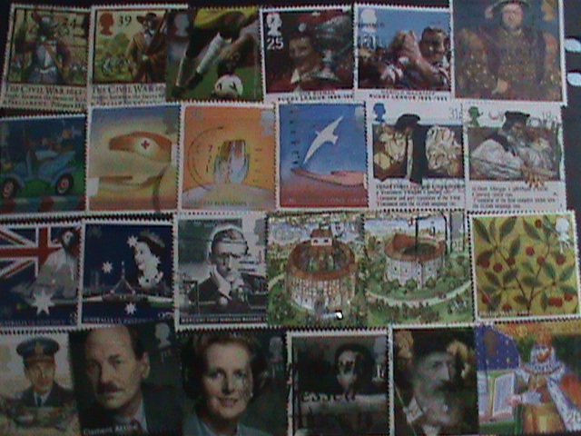 GREAT BRITAIN STAMP: ENGLAND 125 DIFFERENT PICTORIAL  IN 3 PAGES. CATALOG $30+++