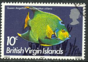 BRITISH VIRGIN ISLANDS 1975 10c Queen Angelfish Marine Life Scott No. 289 VFU