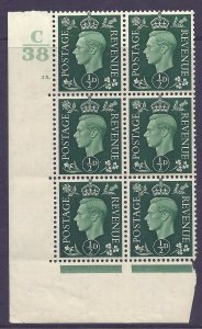 1937 ½d Green Dark colours C38 35 Dot Perf 5(E/I) block 6 UNMOUNTED MINT/MNH