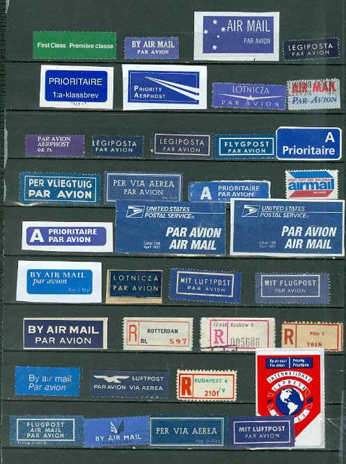 AIR MAIL STICKERS & OTHERS WORLDWIDE LOT of 100...MINT/USED