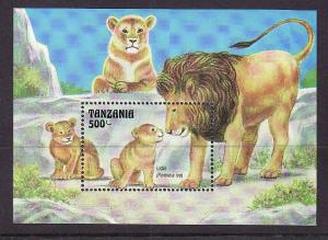 Tanzania-Sc#1002-unused NH sheet-Wildlife-Lions-1993-