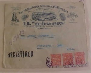 BRAZIL ALL OVER COVER AD REGISTERED 1926 TO USA