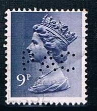 UK MH67: 9p Queen Elizabeth II, perfin P A C, used, F-VF