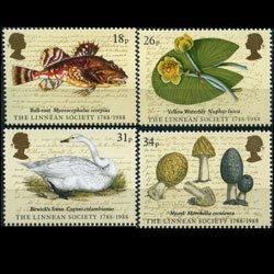 G.B. 1988 - Scott# 1201-4 Linnean Soc. Set of 4 NH