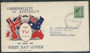 AUSTRALIA 1950 QE 1½d commem FDC...........................38343