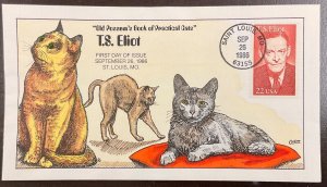 2239 Collins Hand Painted cachet T S Eliot “Cats” FDC 1986