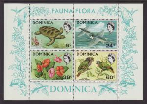 Dominica 300a Animals,Flowers Souvenir Sheet MNH VF