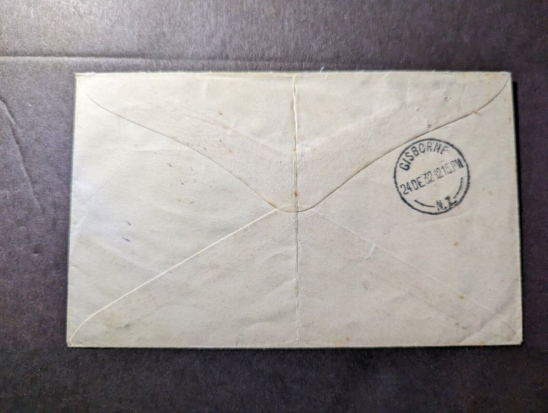 1932 New Zealand Special Christmas Eve Flights Cover Palmerston N to Gisborne
