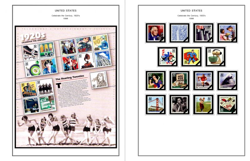 COLOR PRINTED U.S.A. 1991-1999 STAMP ALBUM PAGES (143 illustrated pages)