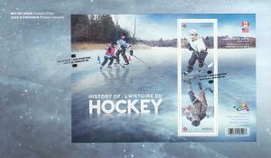Canada 2017 FDC Souvenir sheet of 2 History of Hockey Joint with USA