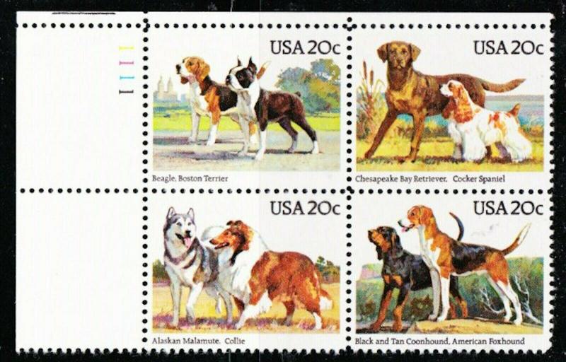 ALLY'S STAMPS US Plate Block Scott #2098-2101 20c Dogs [4] MNH [STK]