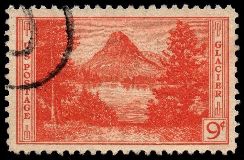 U.S. Scott #748: 1934 9¢ Glacier National Park, Used, VF+