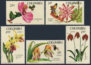 Colombia 768-C491, C491a sheet, MNH. Mi 1098-1102, Bl.27 Orchid EXPO-1967. Bee.