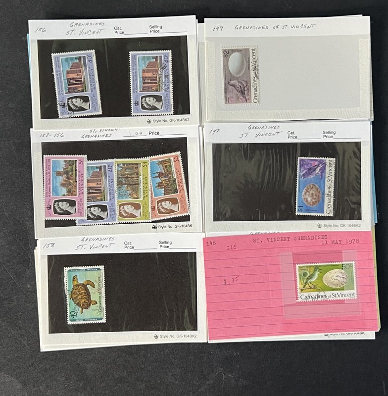 St Vincent Grenadines Collection on Dealer Cards $82 Cat Value ZAYIX 0825CB14520