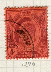 STRAITS SETTLEMENTS; 1904 early Ed VII Mult. Crown CA issue fine used 4c. value