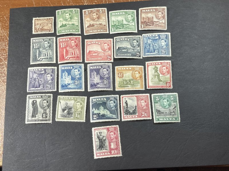 MALTA # 191-205---MINT/HINGED**(SLIGHT EVEN TONING)**---COMPLETE SET---1938-43