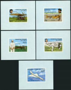 Congo PR 421-425, deluxe, 426 imperf, MNH. History of Aviation, 1977.