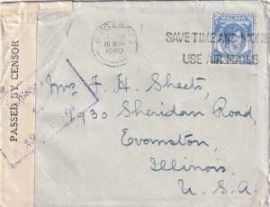 1940, Singapore to Evanston, IL, Censored, See Remark (C4116)