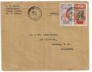 French Guinea 1937 Kissidougou cancel on printed matter rate cover to the U.S.
