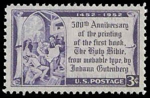 PCBstamps   US #1014 3c Gutenberg Bible, MNH, (38)
