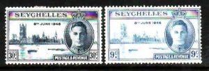 Seychelles-Sc#149-50- id13-unused hinged  KGVI Peace set-1945-6-