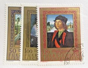 LIECHTENSTEIN Sc #817 818 819 Θ used, postage stamp set. art artists, fine + 