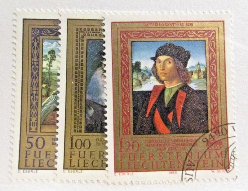 LIECHTENSTEIN Sc #817 818 819 Θ used, postage stamp set. art artists, fine + 