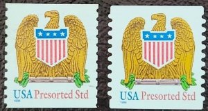 US Scott # 3270-3271;  two used,  Eagle/Shield (10c) from 1998; VF centering;