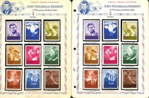 Mahra South Arabia Stamp Collection on 3 White Ace Pages, JF Kennedy