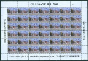 Denmark. 2001 Christmas Sheet. MNH. Gladsaxe Girls Music Band.Gladsaxe Town Hall