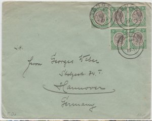 MANDATED TERRITORY OF TANGANYIKA cover postmarked Tanga, 11 May 1931 to Germany