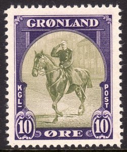 1945 Greenland Christian X 10 ore issue MVLH Sc# 13 CV $18.50