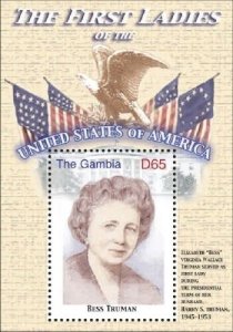 GAMBIA FIRST LADIES OF THE UNITED STATES - BESS TRUMAN  S/S MNH