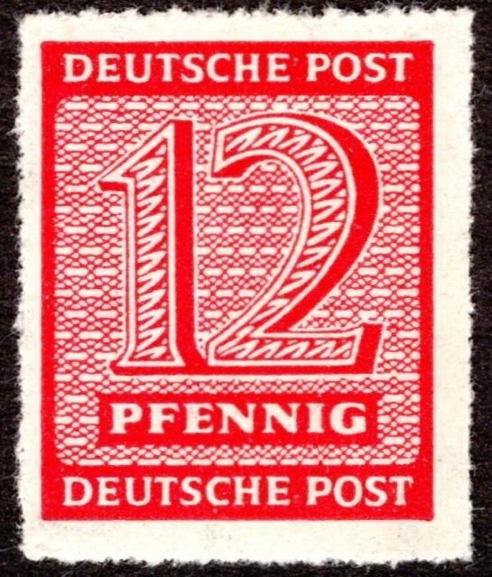 1945, Germany, 12pf, MNH, Mi 119DX (Rouletted 16)