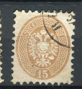 AUSTRIA LEVANT; 1860s classic Eagle Coat of Arms issue used Shade of 15sl.