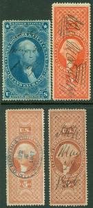 EDW1949SELL : USA 1862. Sc #R87c, 89c-91c. Used Each stamp XF full perf Cat $187