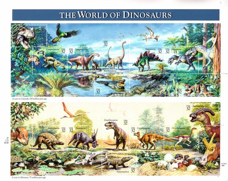 United States #3136, Dinosaurs Sheet, Please see the description