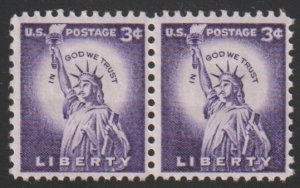 SC# 1035c - (3c) - Statue of Liberty, dry printing - MNH pair