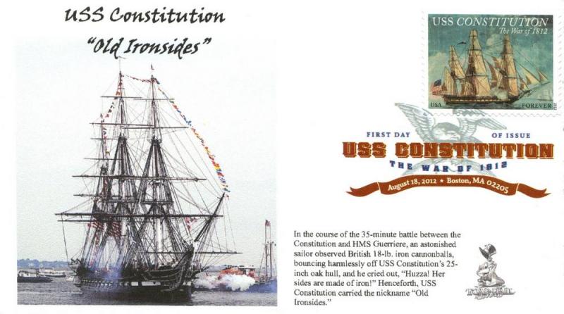 USS Constitution/War of  1812 FDC, w/ DCP cancel,  #1 of 4